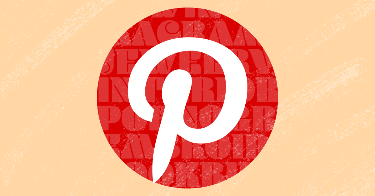 A Pinterest logo on a yellow-orange background