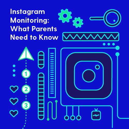 Geometric Instagram logo on blue background