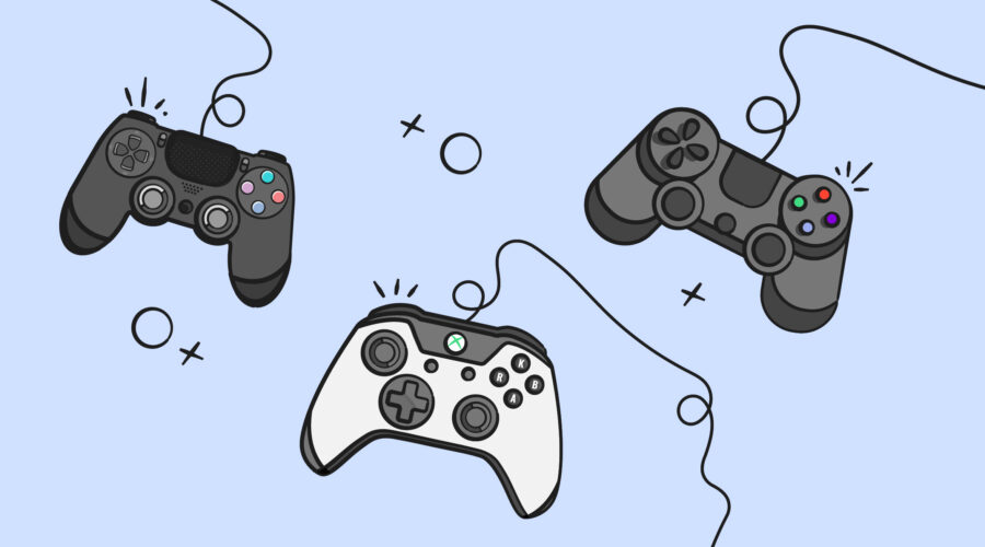 Video games for kids illustration of controllers